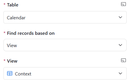 Find action Calendar context properties