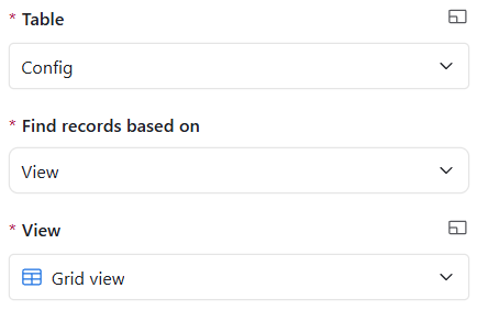 Find action Config properties