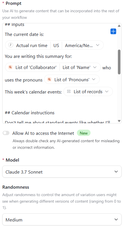 Summary prompt preview