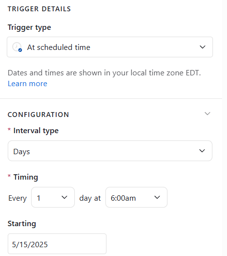 Summary trigger properties